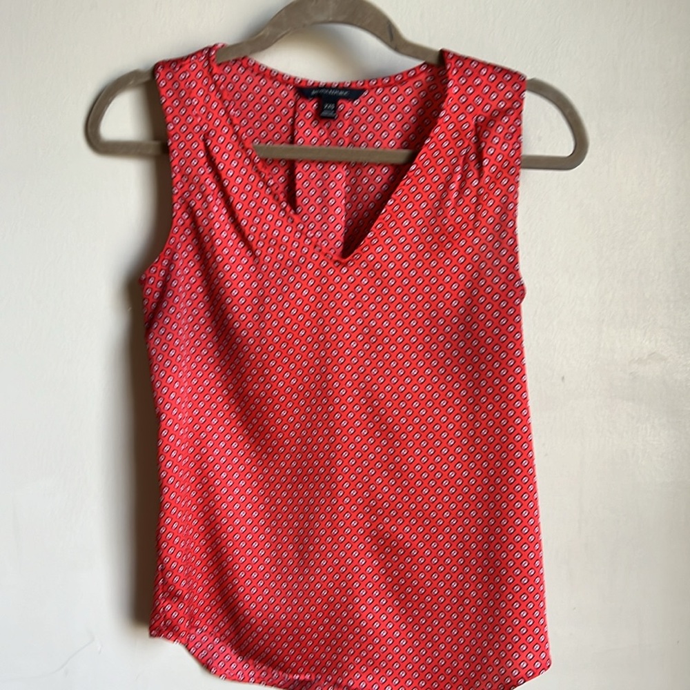 Orange print tank top sleeveless v neck xxs